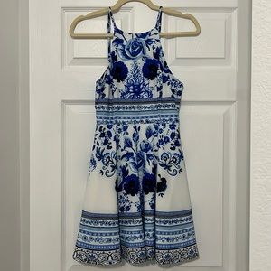 Blue/White Floral Dress Size Small